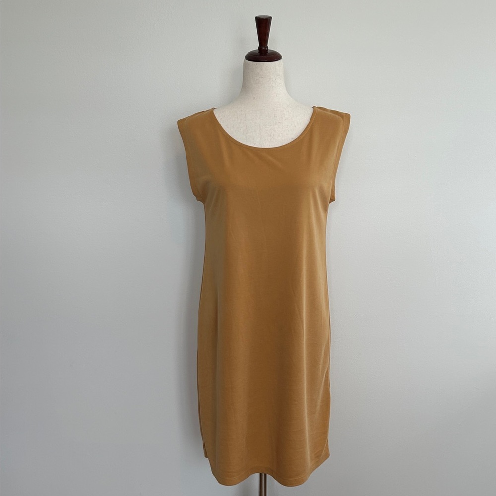 SIGRID OLSEN Mustard Yellow Modal Cap Sleeves Knit Sheath‎ Dress Size Small EUC